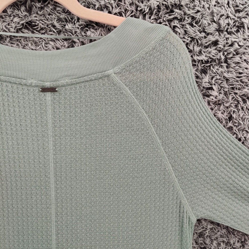 prAna Women Gorpcore Athleisure Sheeba Waffle Knit Top L Sage Green Thermal Cozy - Picture 15 of 16